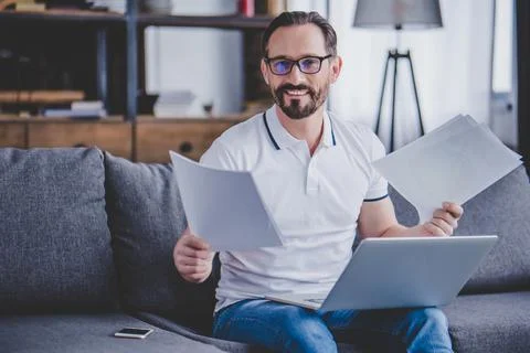 Man working at home Stock Photos
