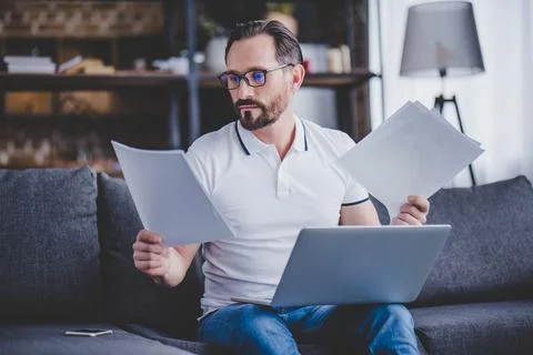Man working at home Stock Photos