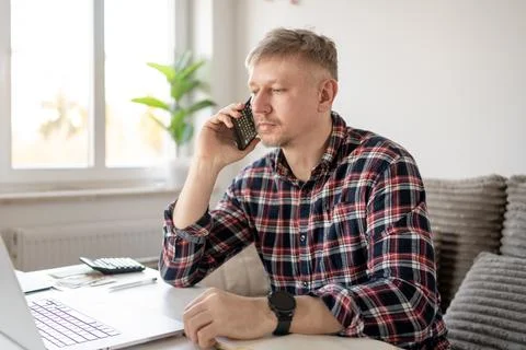 Man Working From Home Remotely Stock Photos