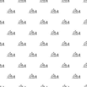 Man working from home on sofa seamless pattern Stock Illustration