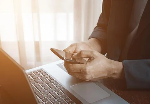 Man working from home .Work from home concept Stock Photos