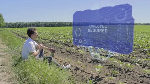 Man is working on HUD with text Employee required Stock Footage 107161347