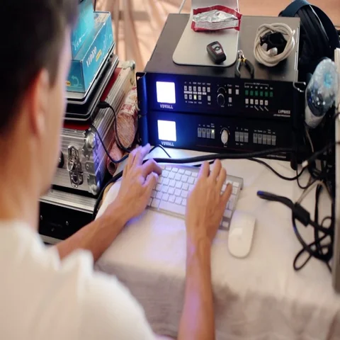 Man working with the keyboard Stock Footage 69550155