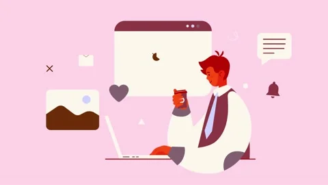 Man Working On Laptop 2D Animation. Business and Finances Concept. Stock Footage 209640924