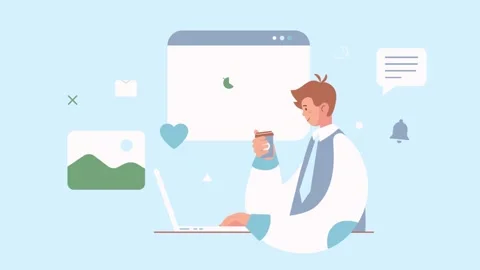 Man Working On Laptop 2D Animation. Business and Finances Concept. Stock-Footage 209640982