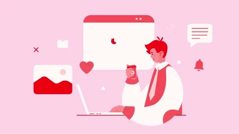 Man Working On Laptop 2D Animation. Business and Finances Concept. Stock Footage 209640987