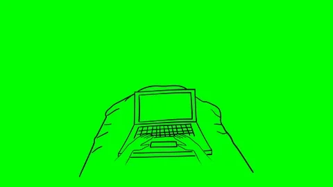 A man working on the laptop in the bed. Animation on the green background Stock Footage 115488443