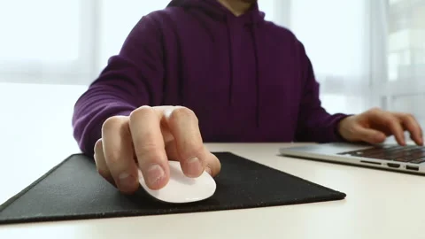 Man working on laptop bright background Stock Footage 150305514