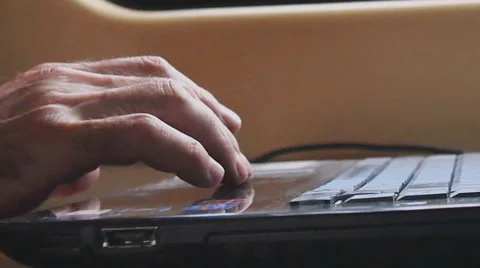 Man working on laptop in the car at the window Stock Footage 63325576