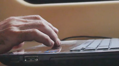 Man working on laptop in the car at the window Stock Footage 63325598