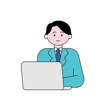 Man working with laptop computer Stock Illustration
