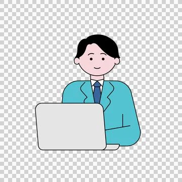 Man working with laptop computer Stock Illustration