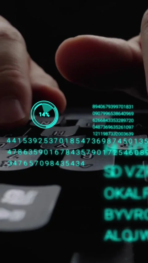 Man working on laptop computer keyboard with graphic user interface GUI hologram Stock Footage 292430988