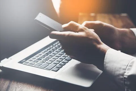 Man working with laptop computer Stock Photos