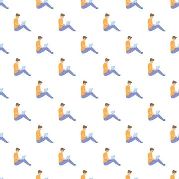 Man working with laptop computer seamless pattern Illustrazione stock