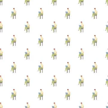 Man working laptop computer seamless pattern background 스톡 일러스트
