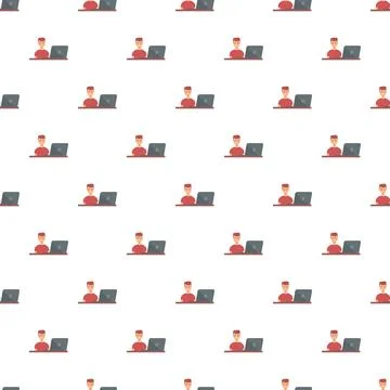 Man working laptop computer seamless pattern background Stockillustratie