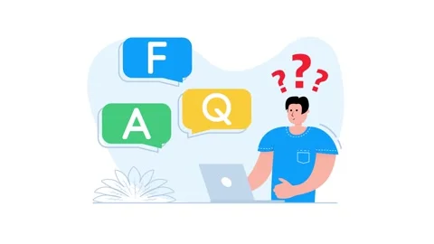 Man working on laptop with FAQ and question marks Stock-Footage 315437483