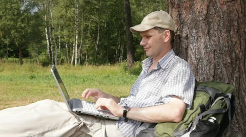 Man working with laptop Stock Footage 829480