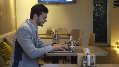 Man Working On Laptop Video stock 72715155