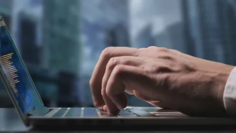 Man working with laptop Stock Footage 82636512