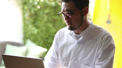 Man working on laptop Video stock 161874288