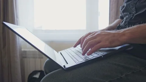 Man working on the laptop Stock Footage 163993243