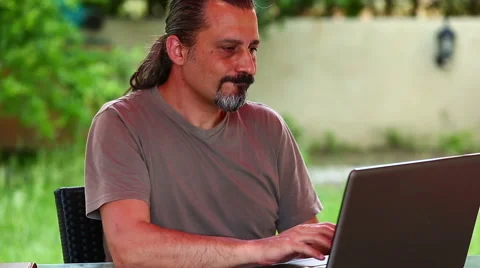 Man working laptop having backpain Stock Footage 50128528