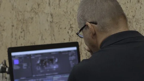 Man working on Laptop at home Stock Footage