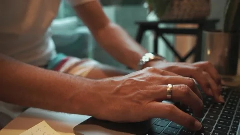 Man working on the laptop from home Stock Footage 132052212