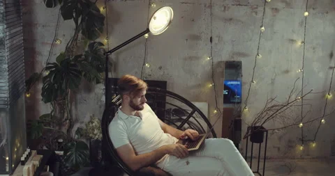 A man working on the Laptop from home. Stock Footage 135635652