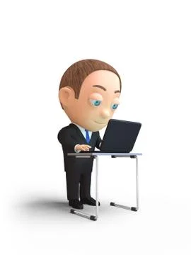 Man working with laptop Illustrazione stock