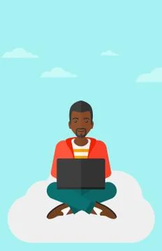 Man working on laptop 库存插图