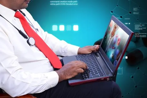 Man working the laptop Stock Illustration