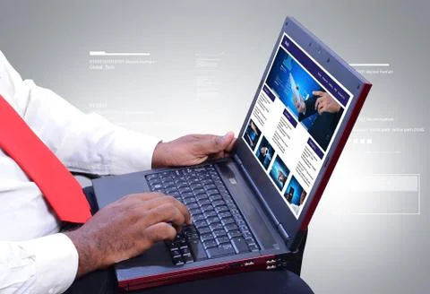 Man working on the laptop Stock Illustration