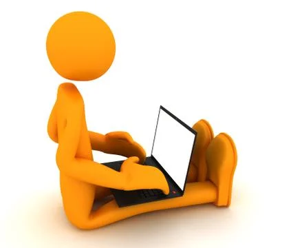 Man is working on a laptop Stock Illustration