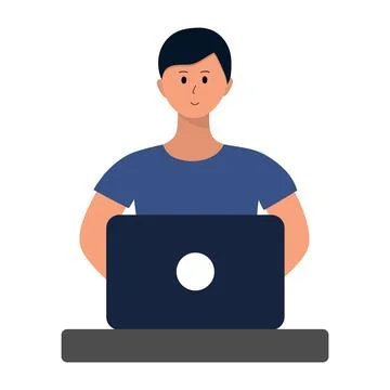 Man working on laptop. Stock Illustration