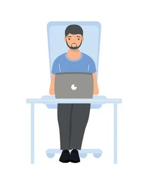 Man working in laptop Stock Illustration