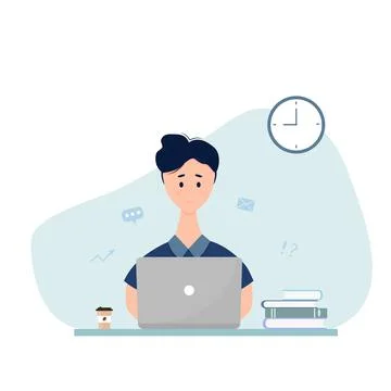 Man working on laptop Stock Illustration