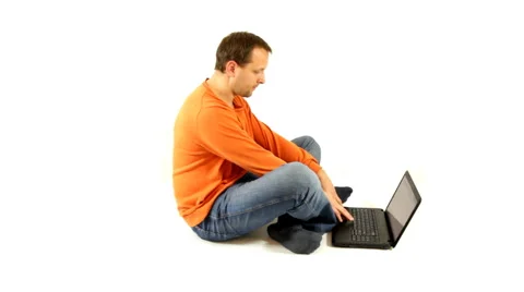 Man working on laptop, isolated  Stock Footage 884131