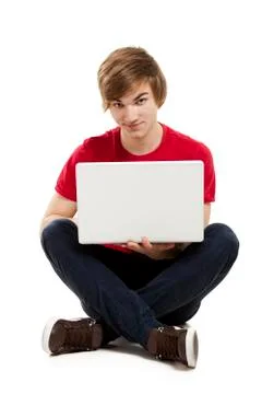 Man working with a laptop Stock Photos
