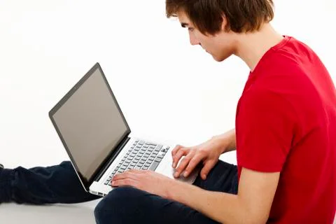Man working with a laptop Stock Photos
