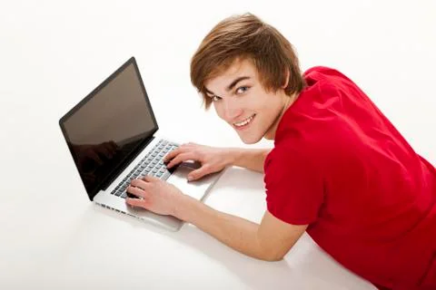 Man working with a laptop Stock Photos