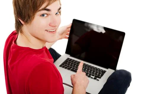 Man working with a laptop Stock Photos