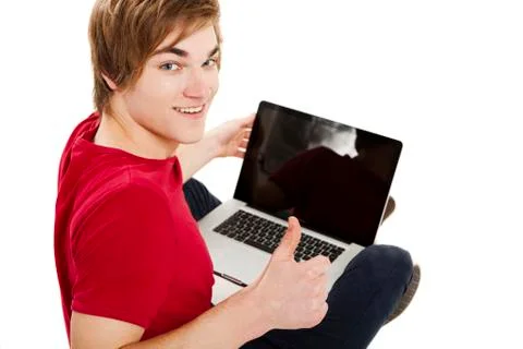 Man working with a laptop Stock Photos