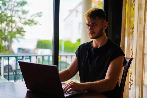 Man working with the laptop Stock Photos