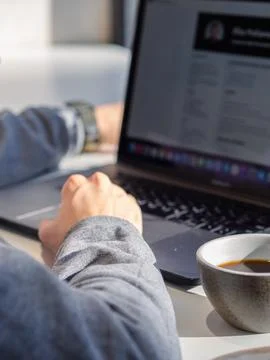 Man working on a laptop. Stock Photos