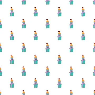 Man working on laptop seamless pattern background Stock Illustration