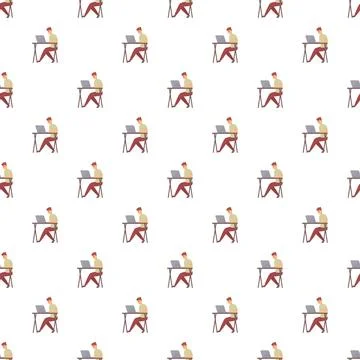 Man working on laptop seamless pattern background Stock-Illustration