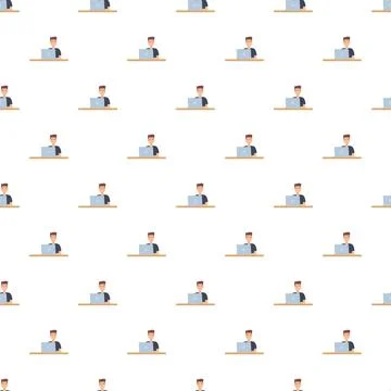 Man working on laptop seamless pattern background Stock-Illustration